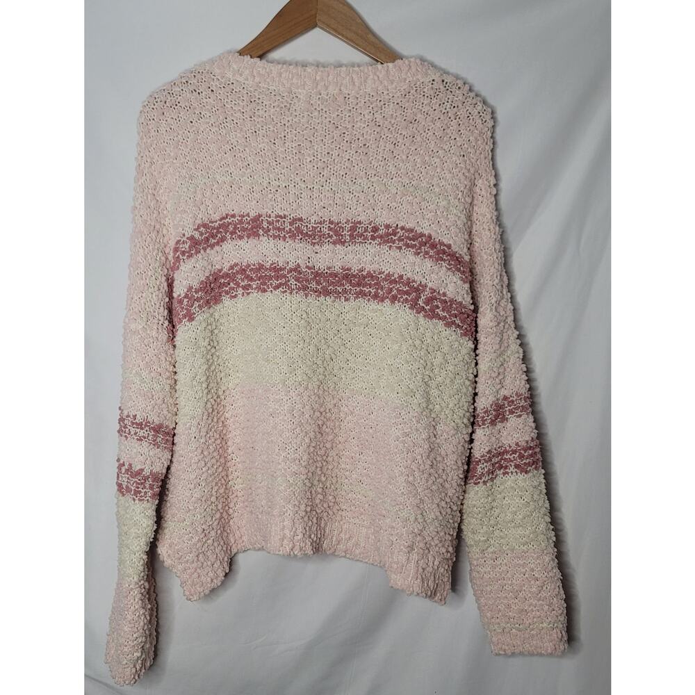 Umgee- Women's Popcorn Pink striped sweater- size Large - Picture 3 of 7